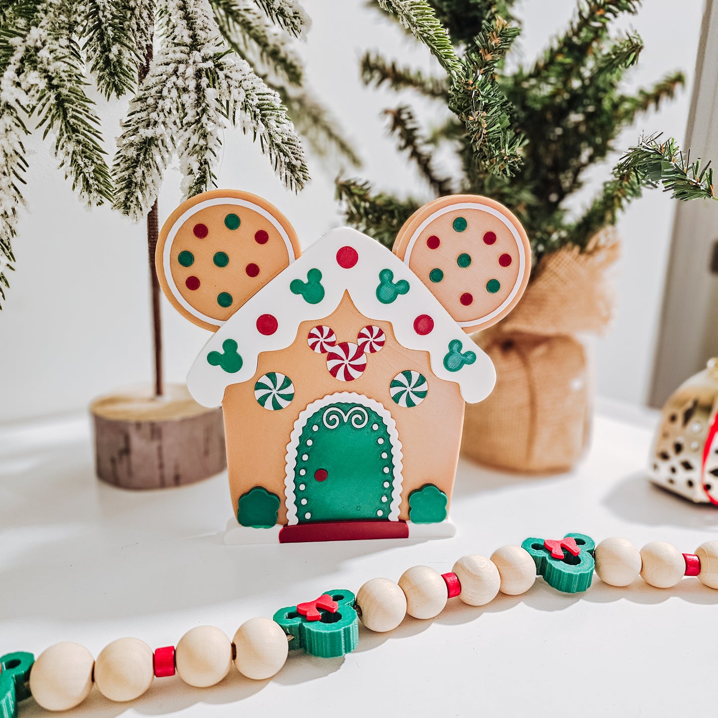 *Seasonal* Gingerbread Mouse House Tiered Tray Decor