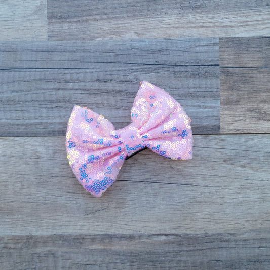 Large Interchangeable Bow Only - Pink Iridescent Sequin