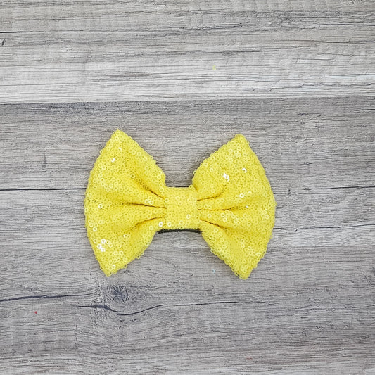 Large Interchangeable Bow Only - Bright Yellow Sequin