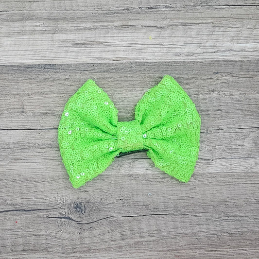 Large Interchangeable Bow Only - Neon Green Sequin