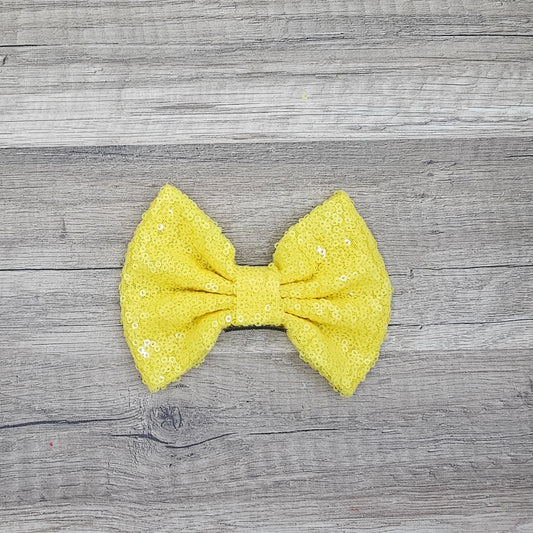Large Interchangeable Bow Only - Bright Yellow Sequin - Riverbend Design
