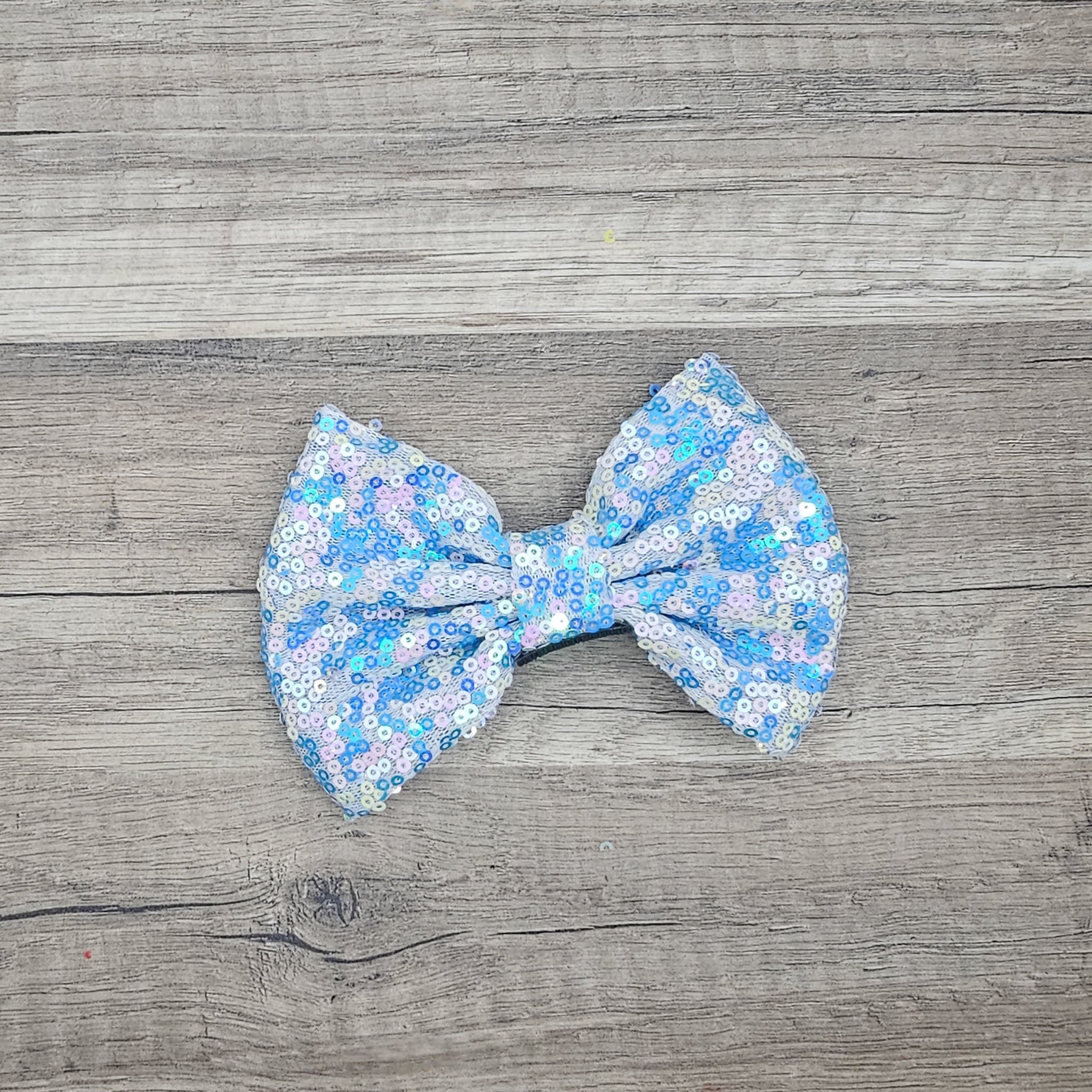 Large Interchangeable Bow Only - Icicle Blue Sequin - Riverbend Design