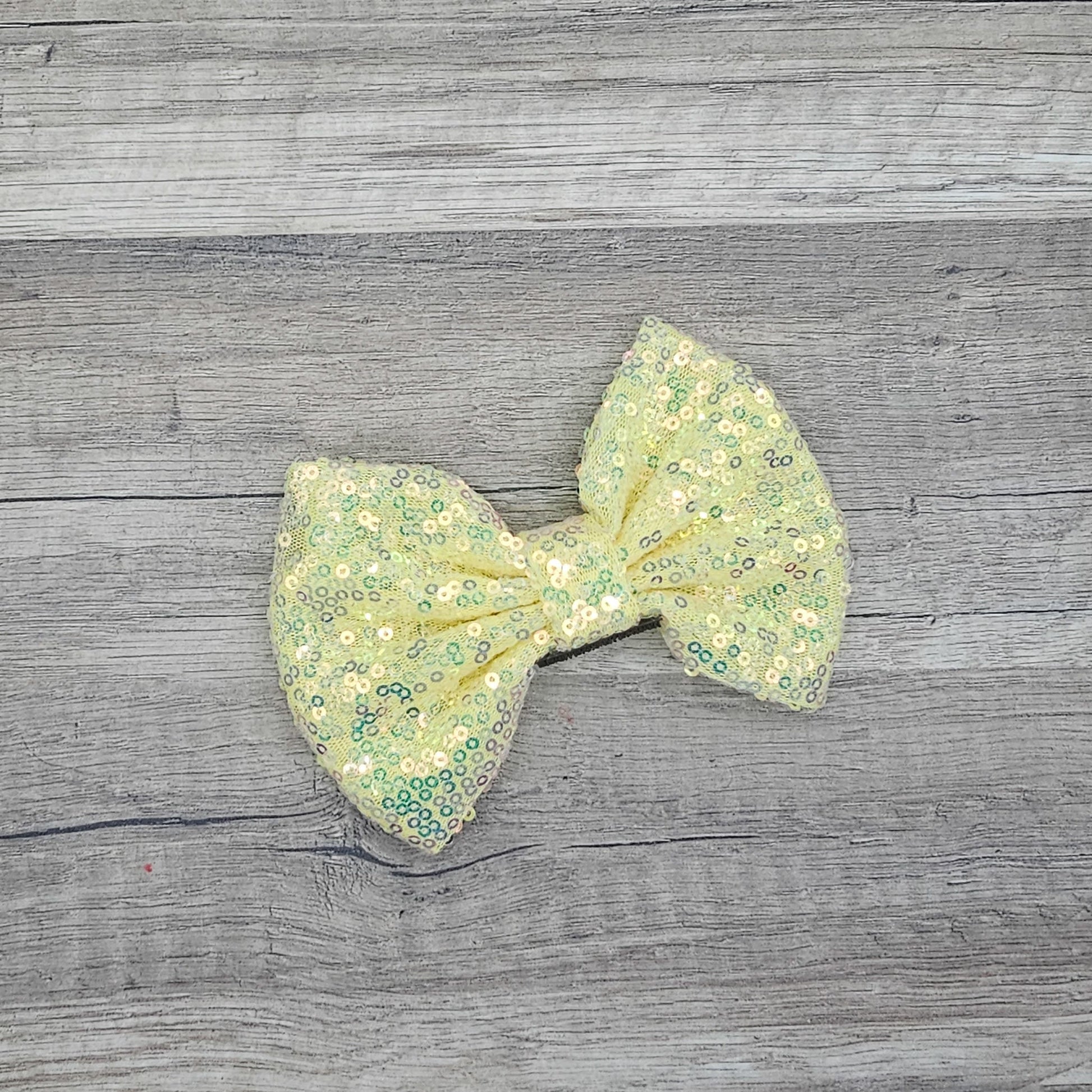 Large Interchangeable Bow Only - Iridescent Yellow Sequin - Riverbend Design