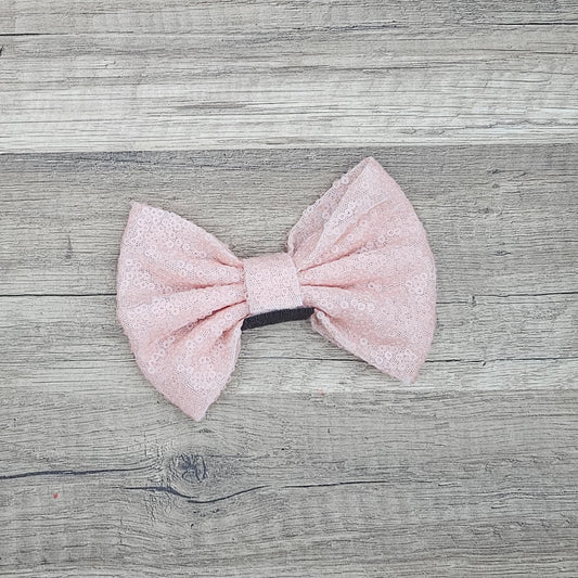Large Interchangeable Bow Only - Matte Light Pink Sequin - Riverbend Design