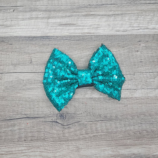 Large Interchangeable Bow Only - Mermaid Green Sequin - Riverbend Design
