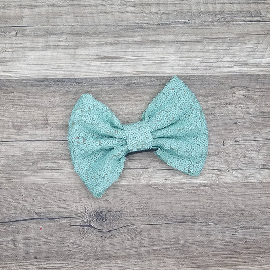 Large Interchangeable Bow Only - Mint Green Matte Sequin - Riverbend Design