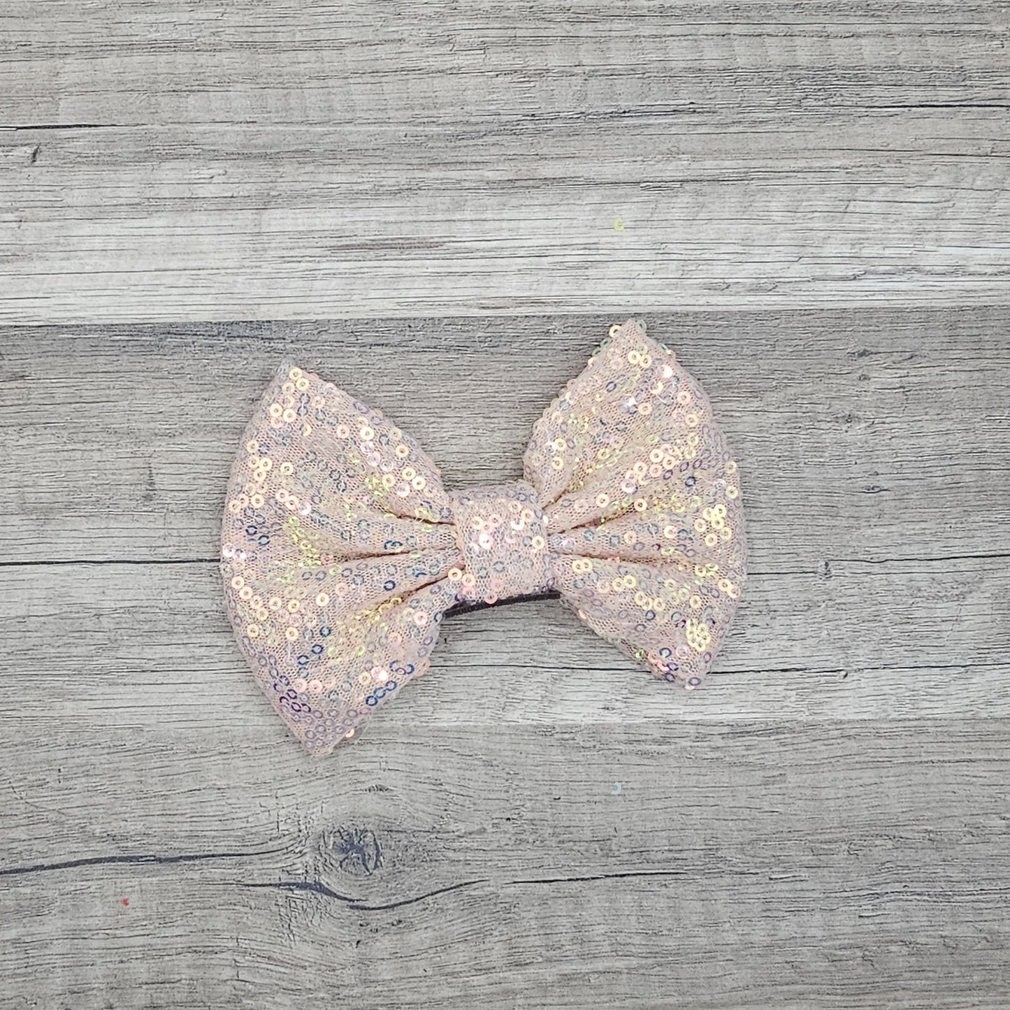 Large Interchangeable Bow Only - Peach Iridescent Sequin - Riverbend Design