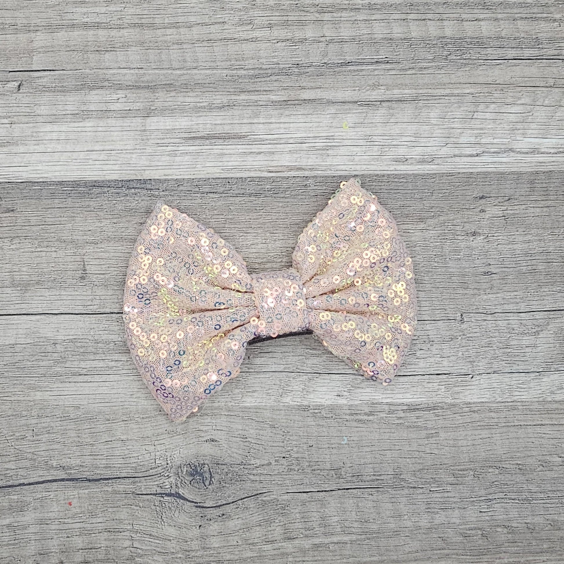 Large Interchangeable Bow Only - Peach Iridescent Sequin - Riverbend Design
