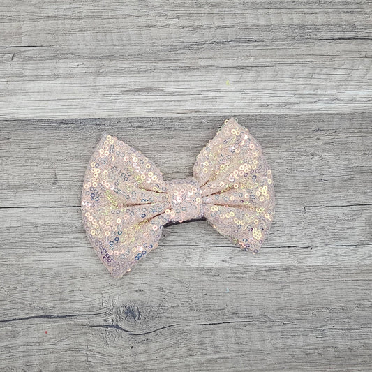 Large Interchangeable Bow Only - Peach Iridescent Sequin - Riverbend Design