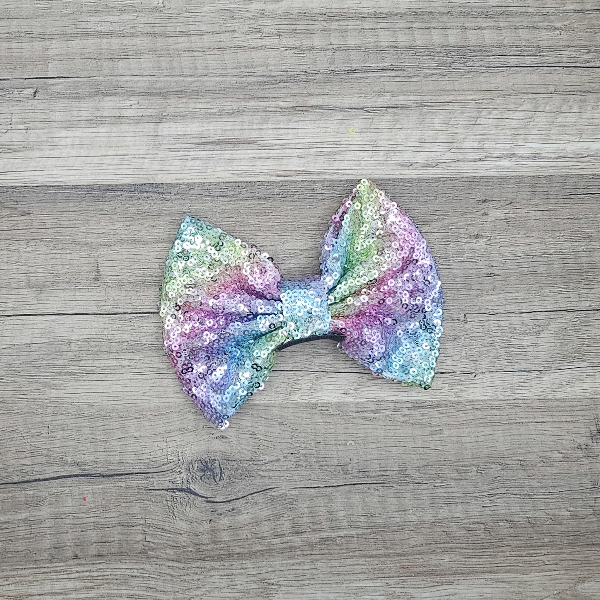 Large Interchangeable Bow Only - Rainbow Sequin - Riverbend Design