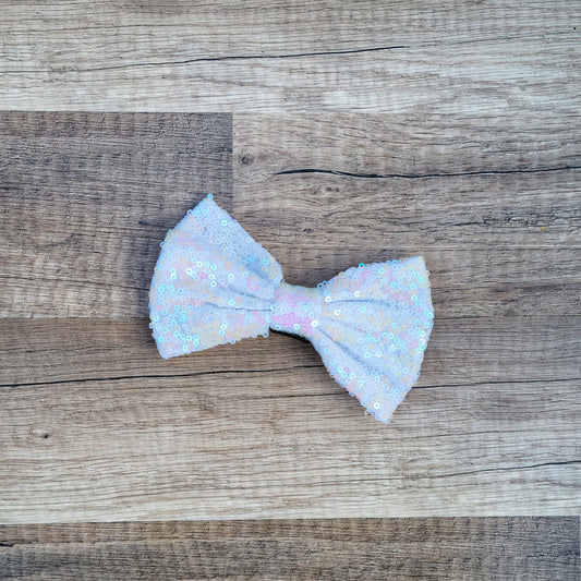 Large Interchangeable Bow Only - White Iridescent Sequin