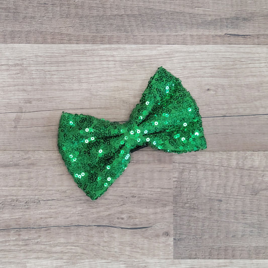 Large Interchangeable Bow Only - Kelly Green Sequin