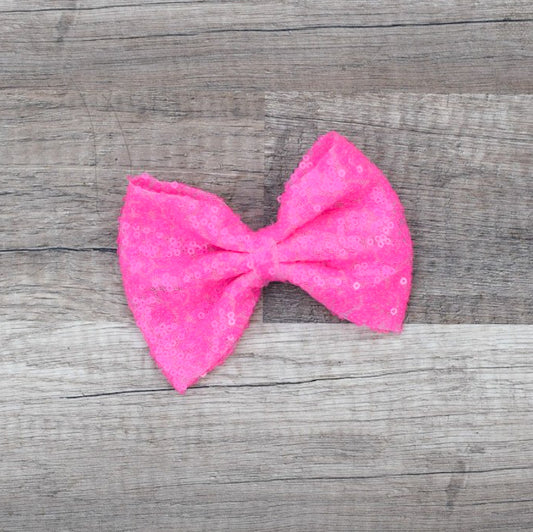 Large Interchangeable Bow Only - Bright Prink Sequin