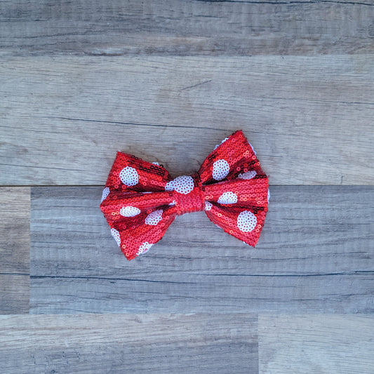 Large Interchangeable Bow Only - Red Polka Dot Sequin