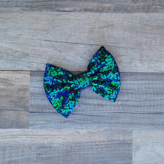 Large Interchangeable Bow Only - Mermaid Scales Green Sequin - Riverbend Design