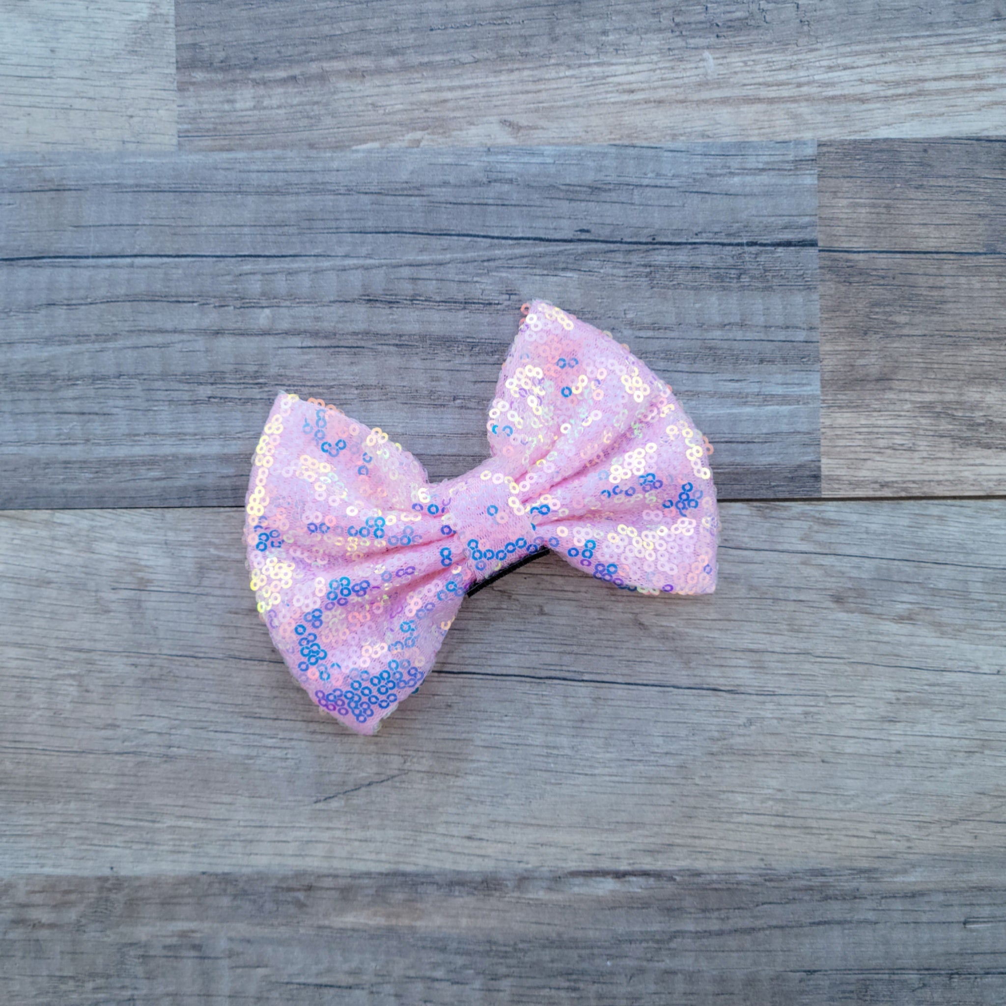 Large Interchangeable Bow Only - Pink Iridescent Sequin - Riverbend Design