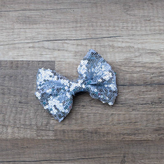 Large Interchangeable Bow Only - Silver Sequin - Riverbend Design